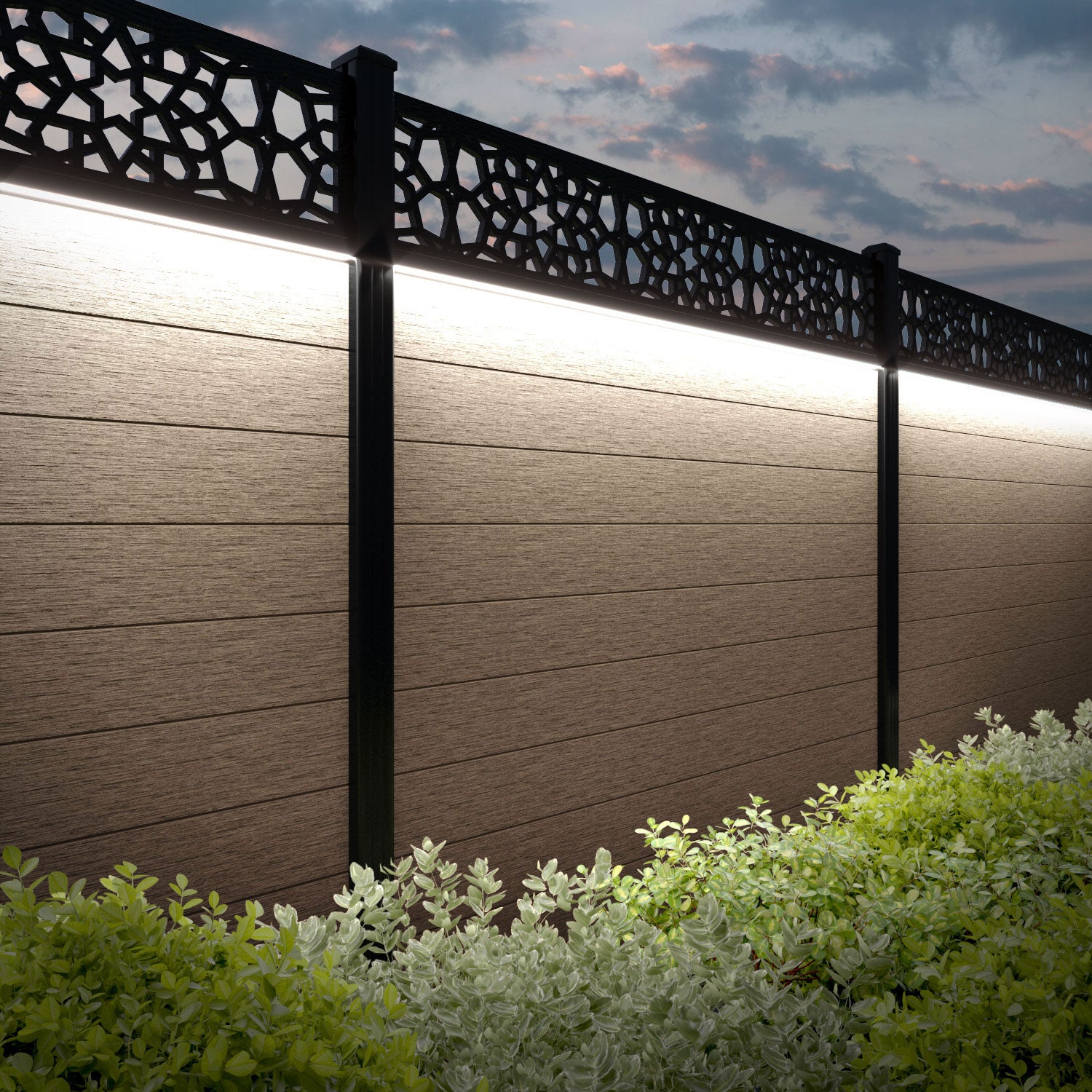 Fusion Nazira Fence Panel - Teak - with our composite posts