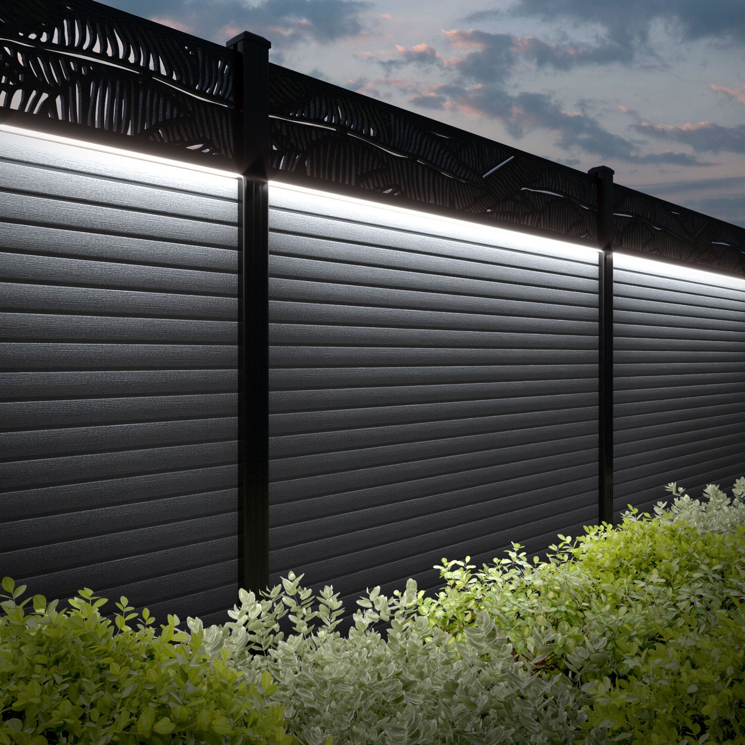 Hudson Feather Fence Panel - Anthracite - with our composite posts