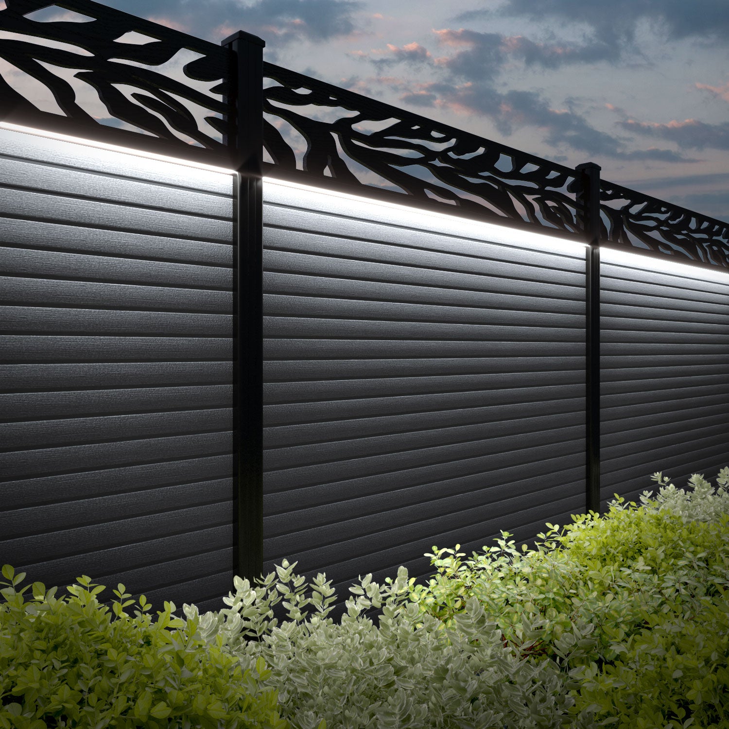 Hudson Malawi Fence Panel - Anthracite - with our aluminium posts