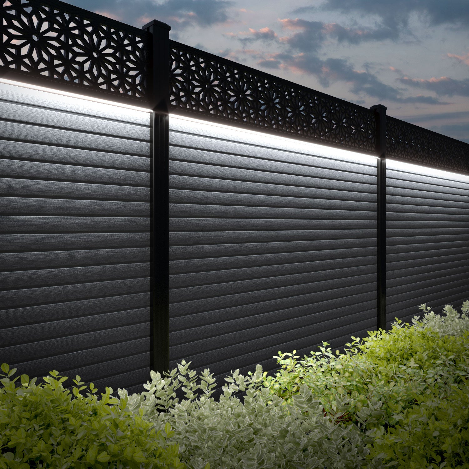 Hudson Narwa Fence Panel - Anthracite - with our composite posts