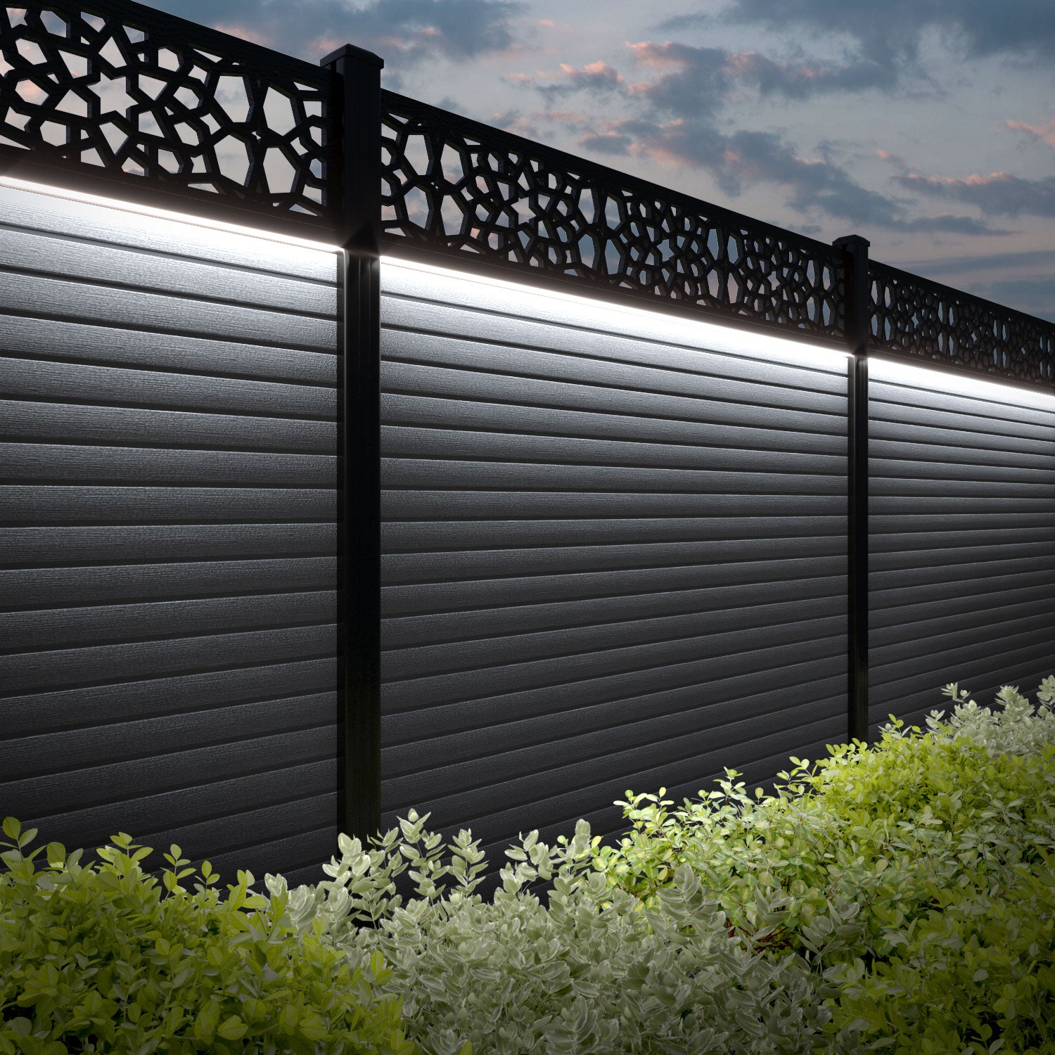 Hudson Nazira Fence Panel - Anthracite - with our composite posts