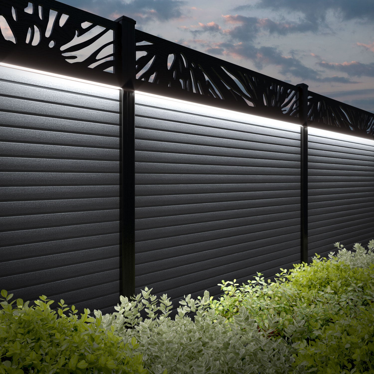 Hudson Poppy Fence Panel - Anthracite - with our composite posts