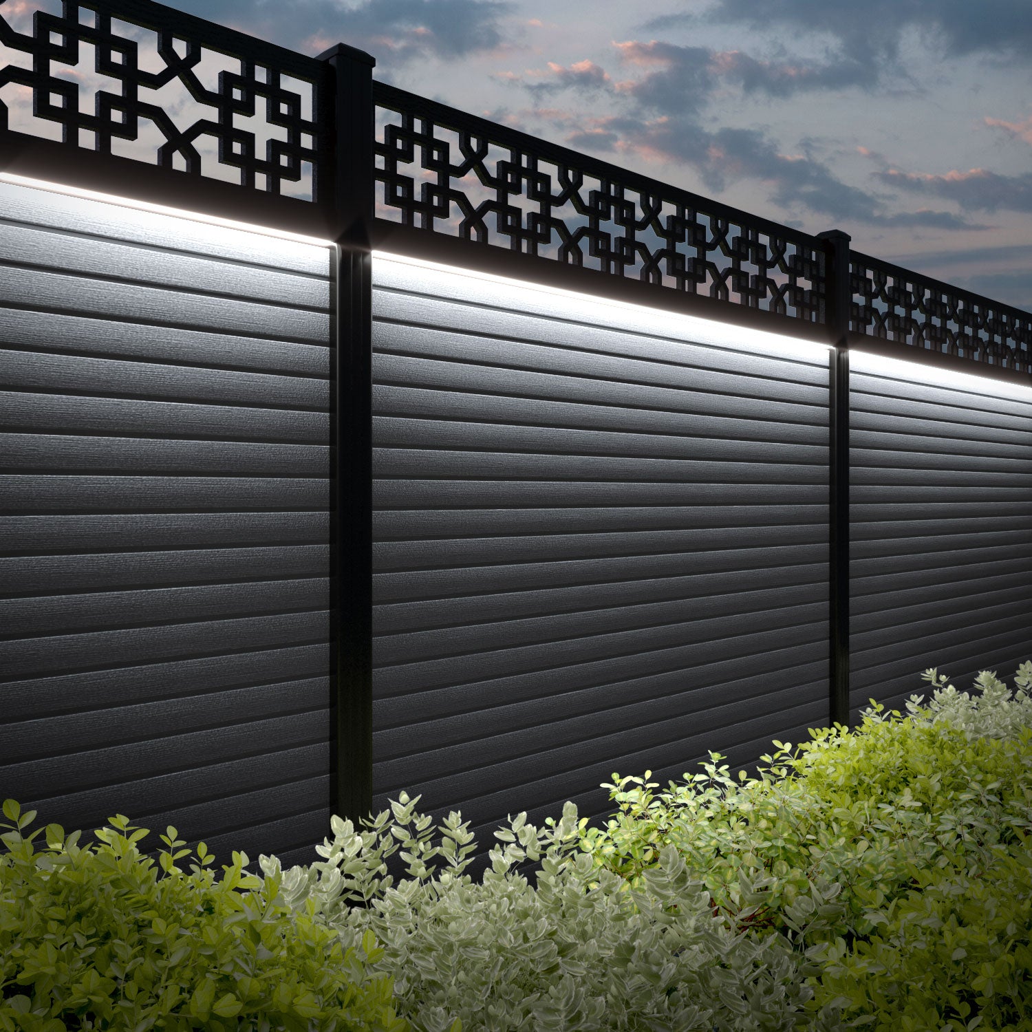 Hudson Zaria Fence Panel - Anthracite - with our composite posts