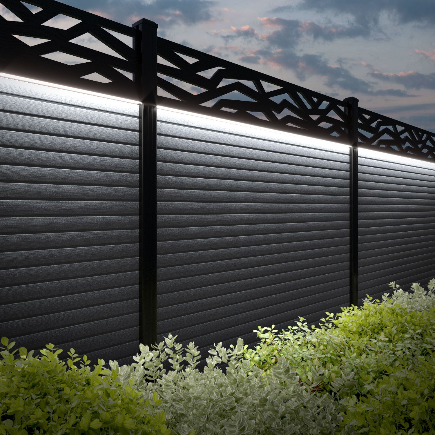Hudson Zenith Fence Panel - Anthracite - with our aluminium posts