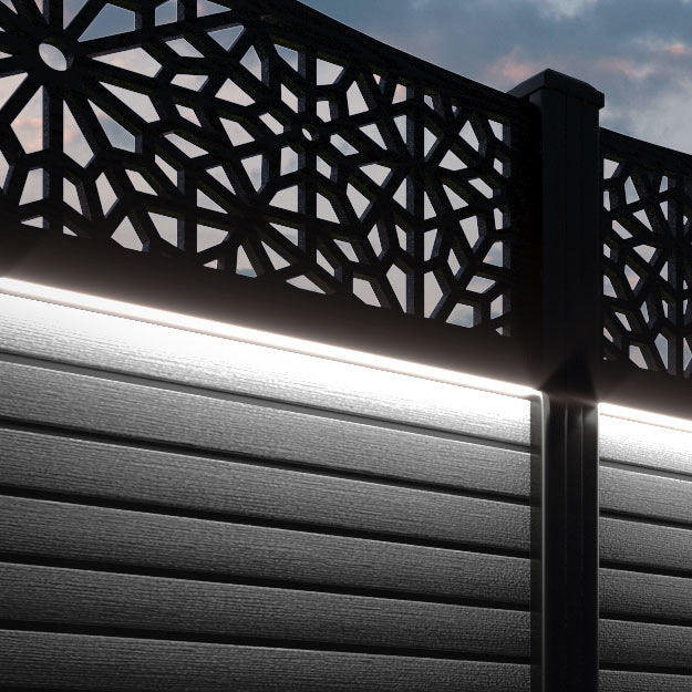 Hudson Alnara Curved Top Fence Panel - Black - with our composite posts