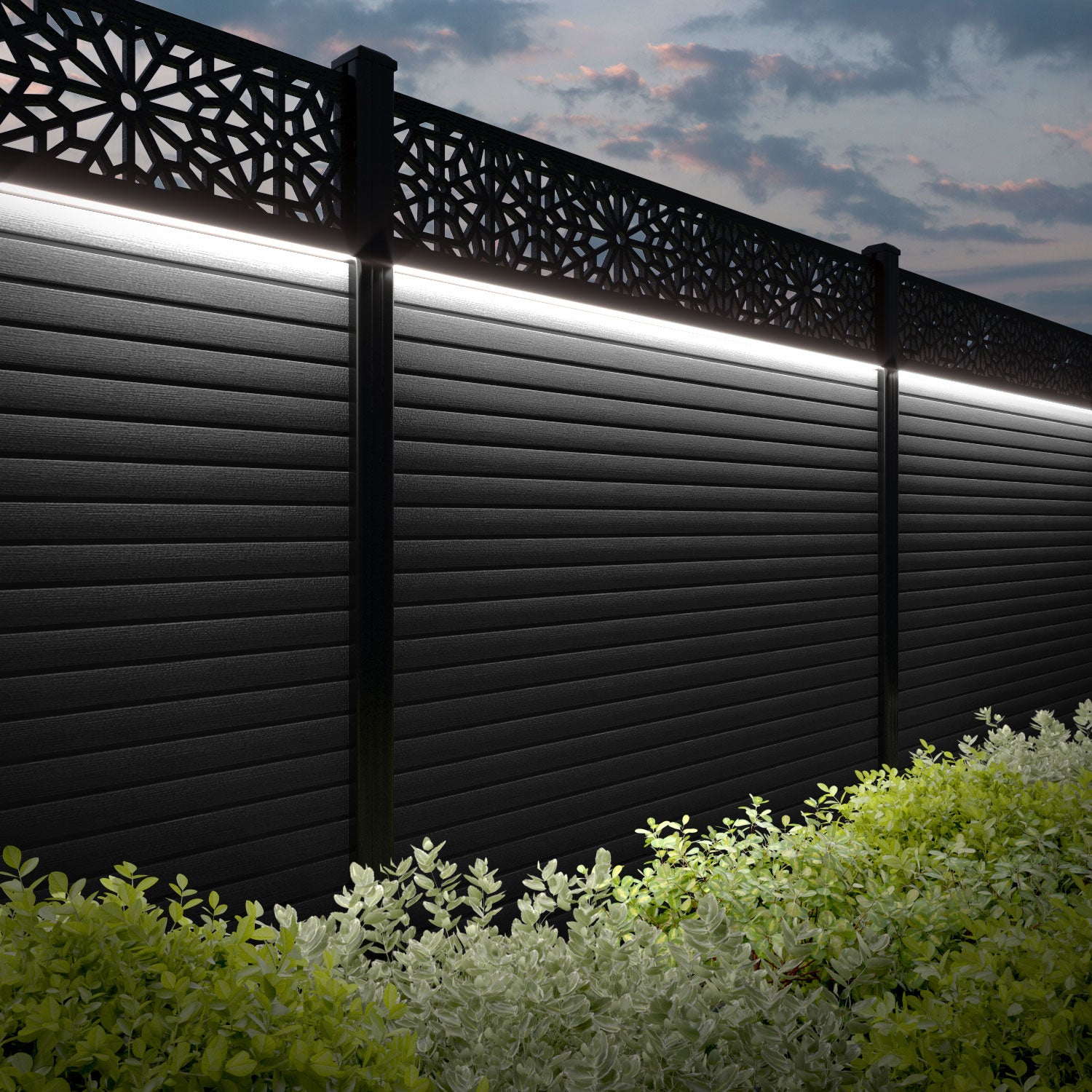 Hudson Alnara Fence Panel - Black - with our composite posts