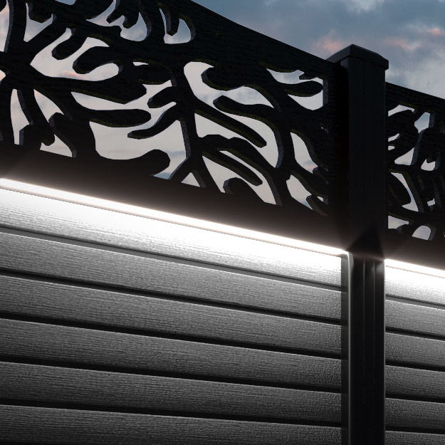 Hudson Botanic Curved Top Fence Panel - Black - with our composite posts