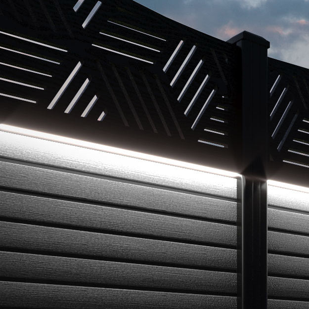 Hudson Cubed Curved Top Fence Panel - Black - with our composite posts