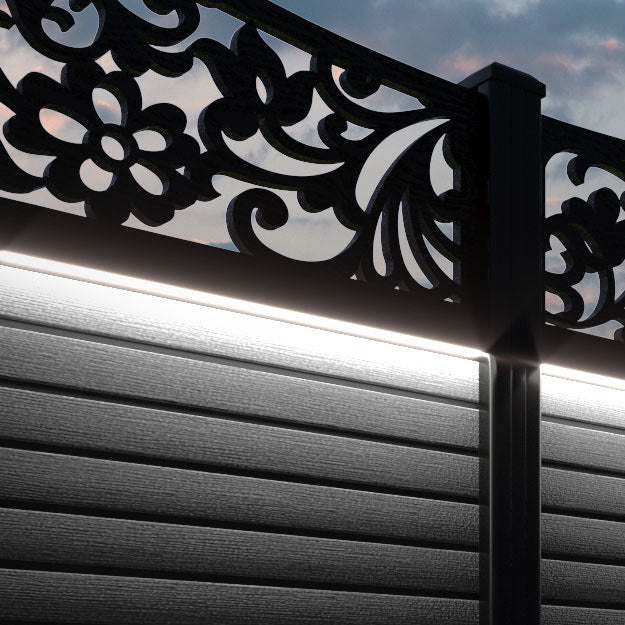 Hudson Eden Curved Top Fence Panel - Black - with our composite posts