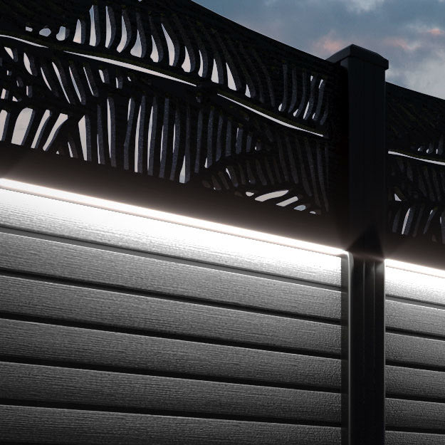 Hudson Feather Fence Panel - Black - with our composite posts