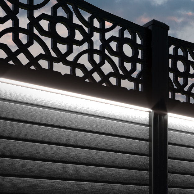 Hudson Nabila Curved Top Fence Panel - Black - with our composite posts