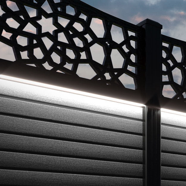 Hudson Nazira Fence Panel - Black - with our aluminium posts