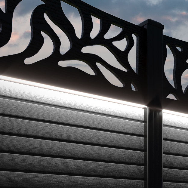 Hudson Plume Fence Panel - Black - with our aluminium posts