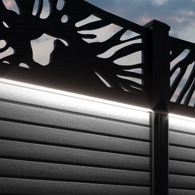 Hudson Poppy Fence Panel - Black - with our aluminium posts