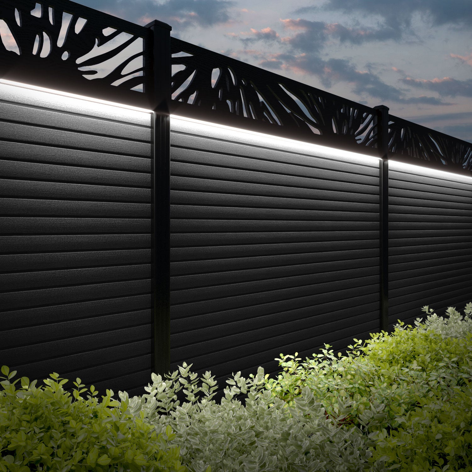 Hudson Poppy Fence Panel - Black - with our aluminium posts
