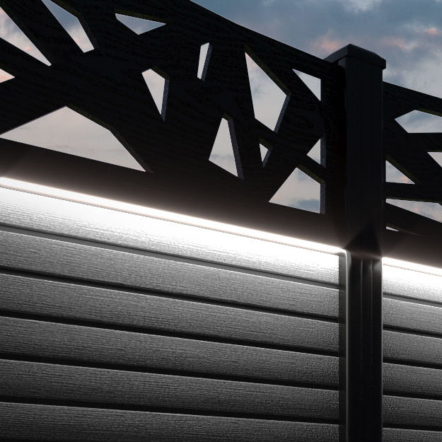 Hudson Prism Curved Top Fence Panel - Black - with our composite posts