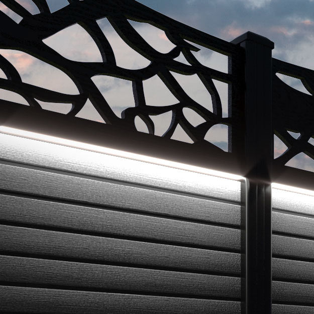 Hudson Twilight Curved Top Fence Panel - Black - with our composite posts