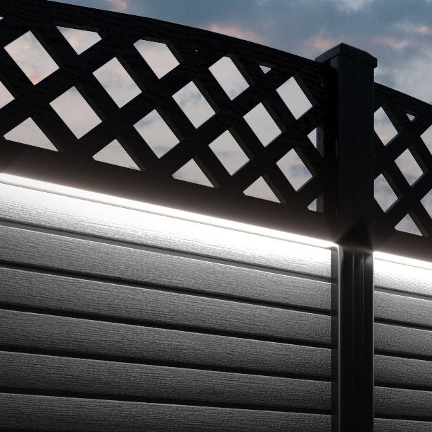 Hudson Low Wave Fence Panel - Black - with our composite posts