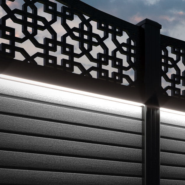 Hudson Zaria Fence Panel - Black - with our aluminium posts