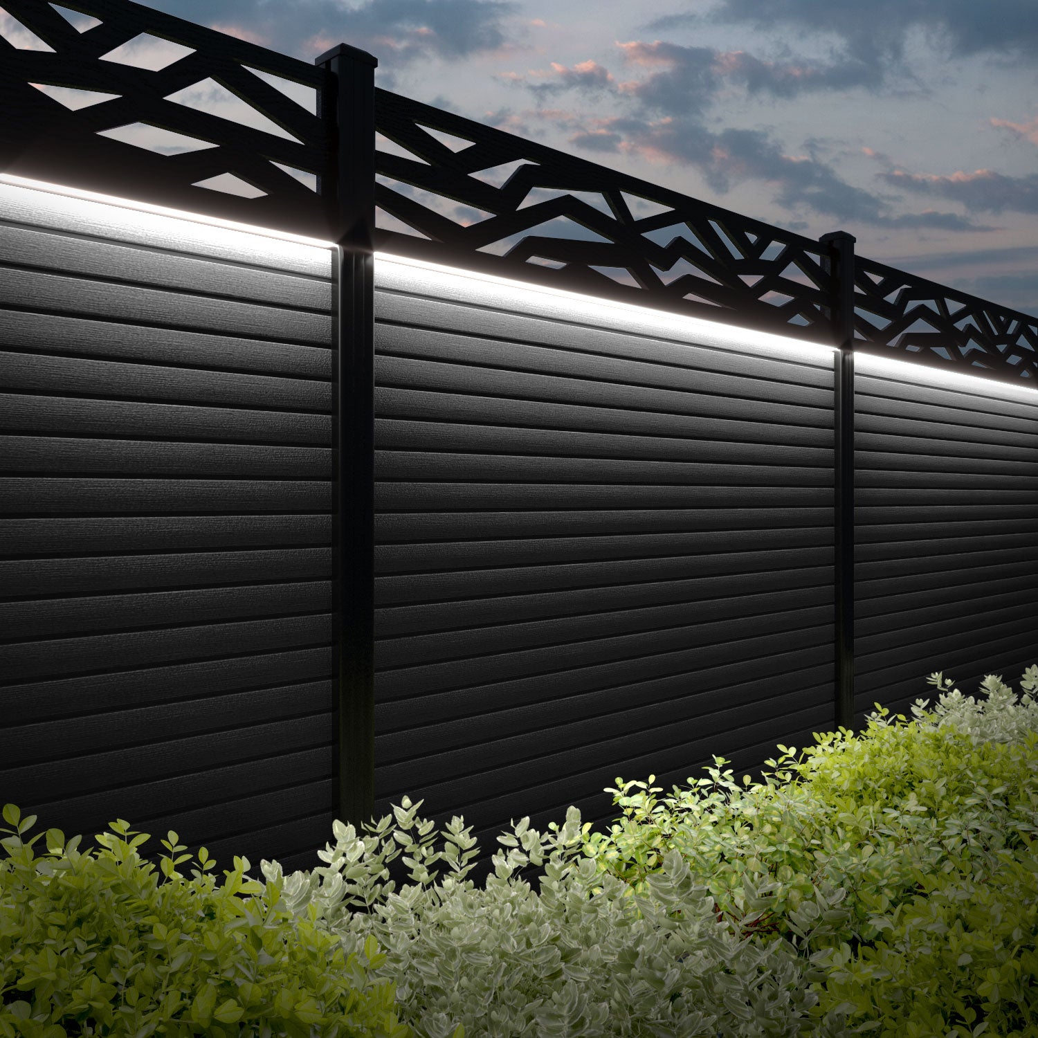 Hudson Zenith Fence Panel - Black - with our composite posts