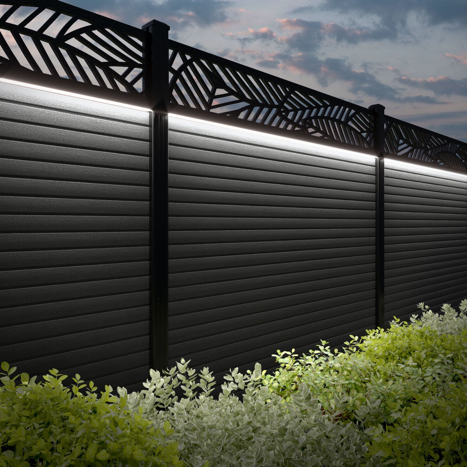 Hudson Habitat Fence Panel - Dark Grey - with our aluminium posts