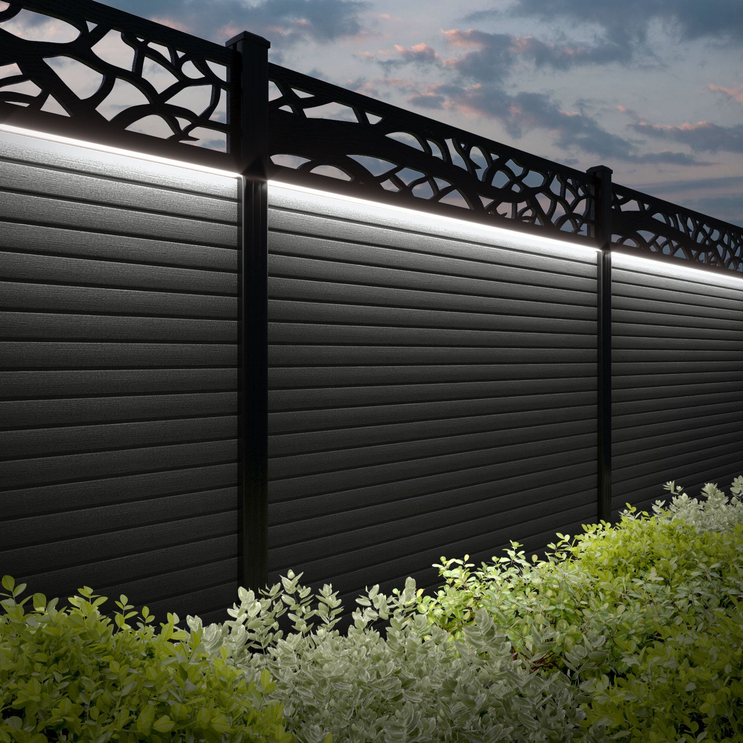 Hudson Twilight Fence Panel - Dark Grey - with our composite posts