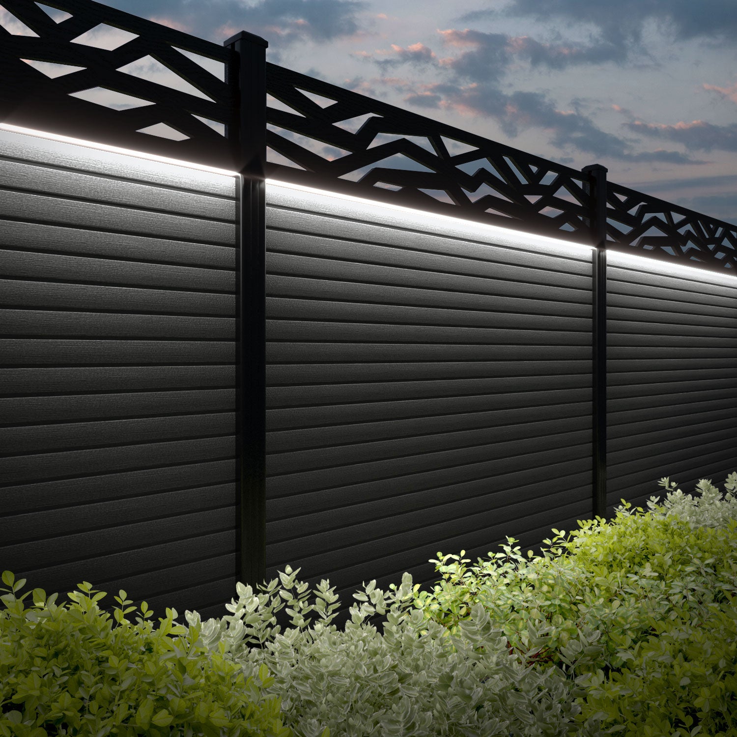 Hudson Zenith Fence Panel - Dark Grey - with our aluminium posts