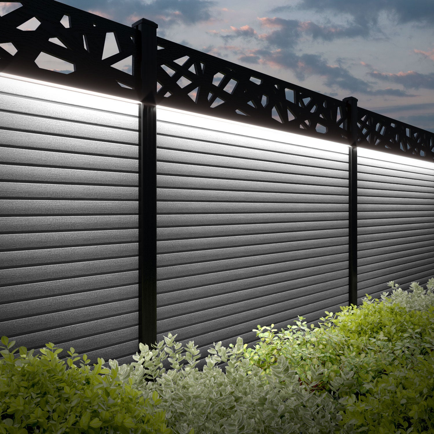 Hudson Prism Fence Panel - Light Grey - with our composite posts