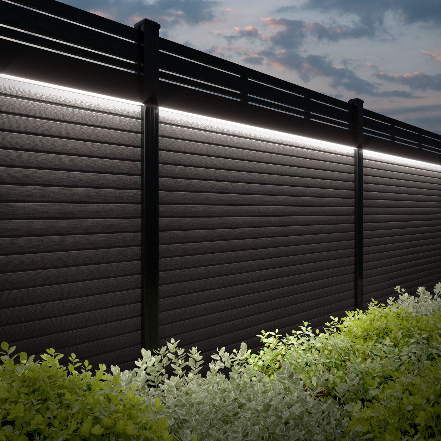 Hudson Linea Fence Panel - Mid Brown - with our composite posts