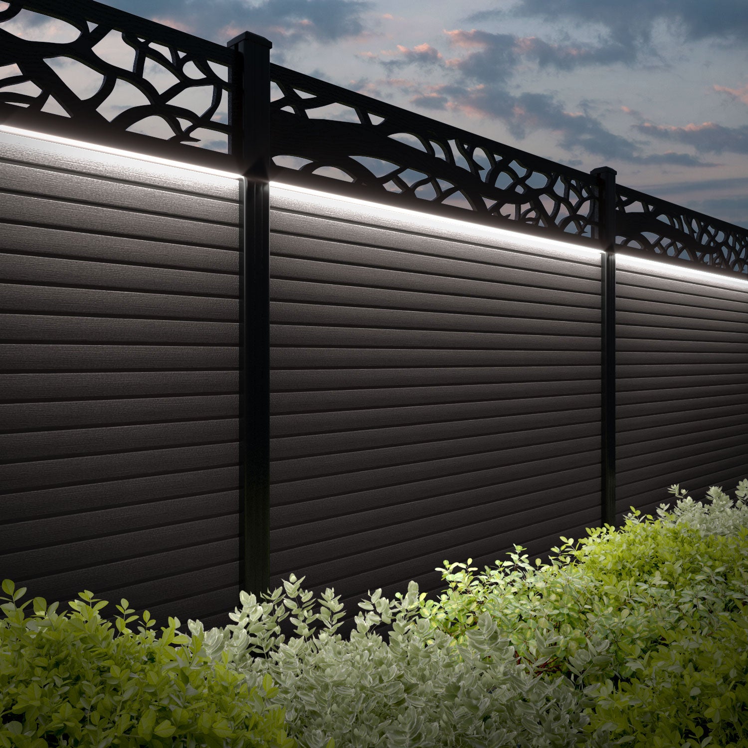 Hudson Twilight Fence Panel - Mid Brown - with our composite posts