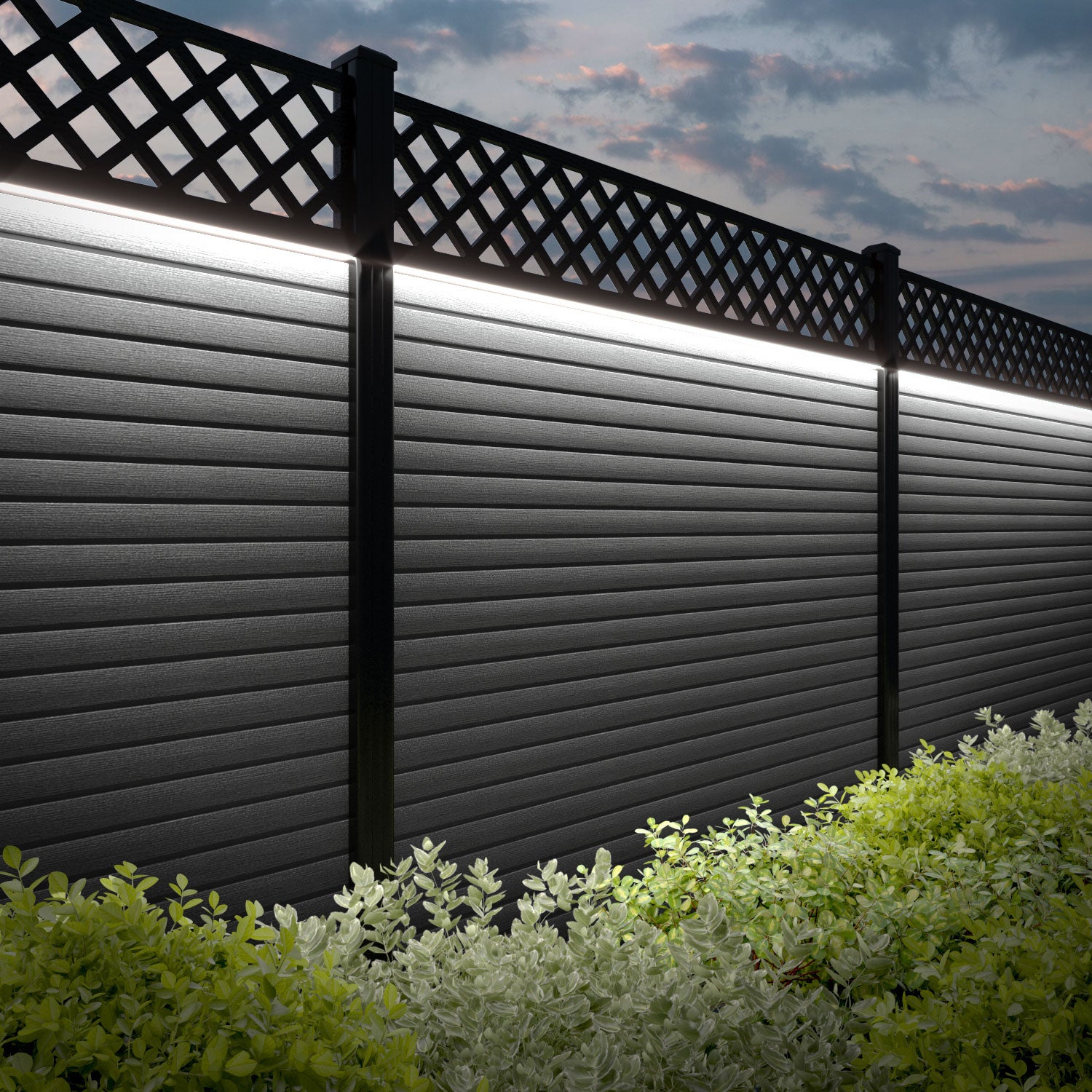 Hudson Hive Fence Panel - Mid Grey - with our aluminium posts