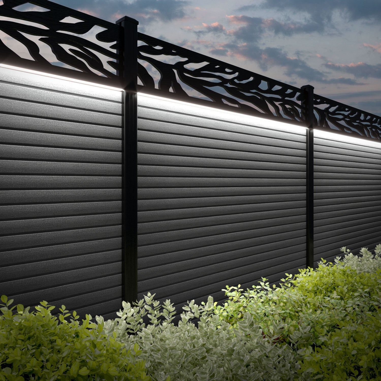 Hudson Malawi Fence Panel - Mid Grey - with our aluminium posts