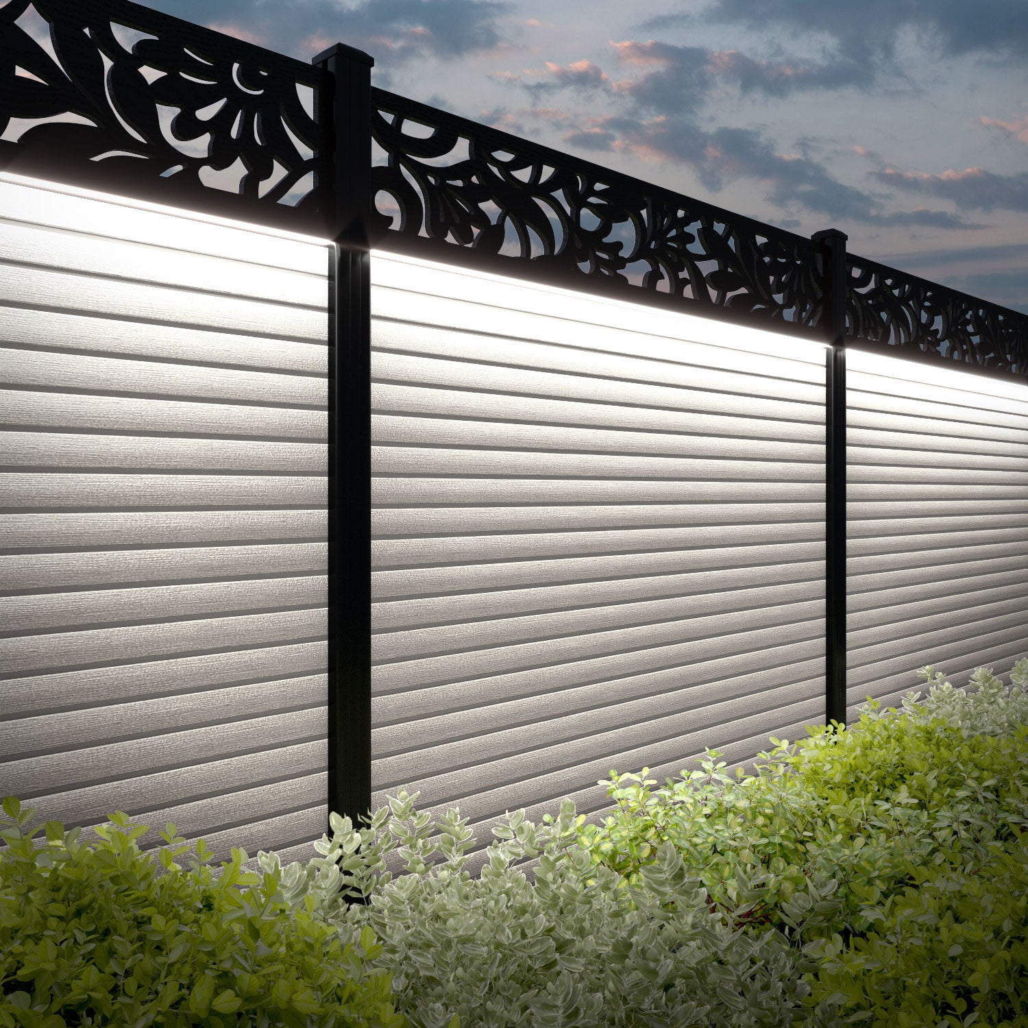 Hudson Heritage Fence Panel - Light Stone - with our aluminium posts