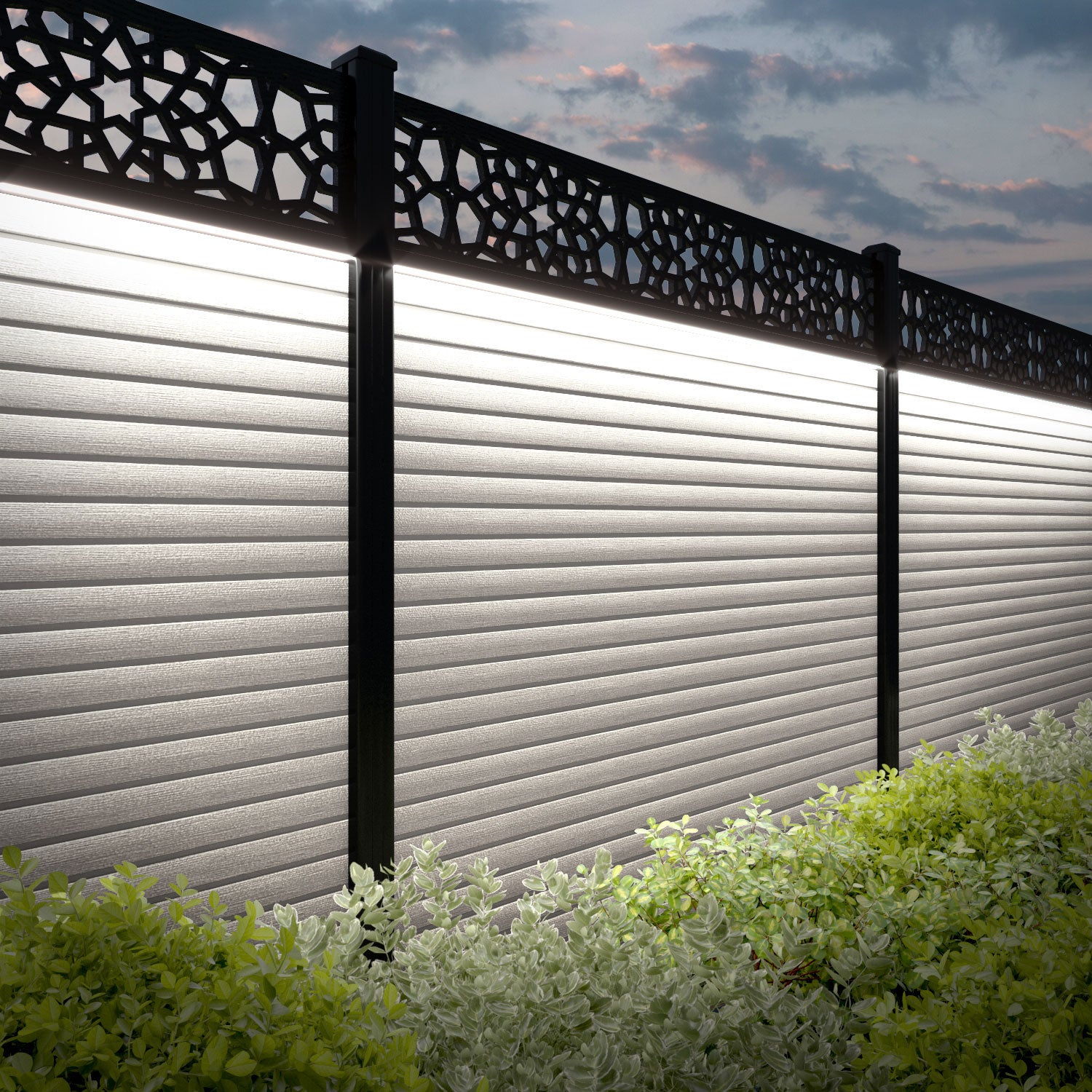 Hudson Nazira Fence Panel - Light Stone - with our composite posts