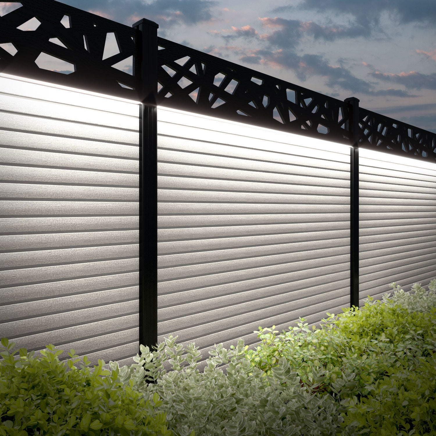 Hudson Prism Fence Panel - Light Stone - with our composite posts