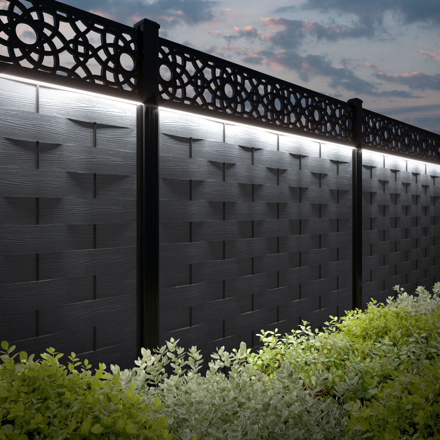 Ripple Ambar Fence Panel - Anthracite - with our composite posts