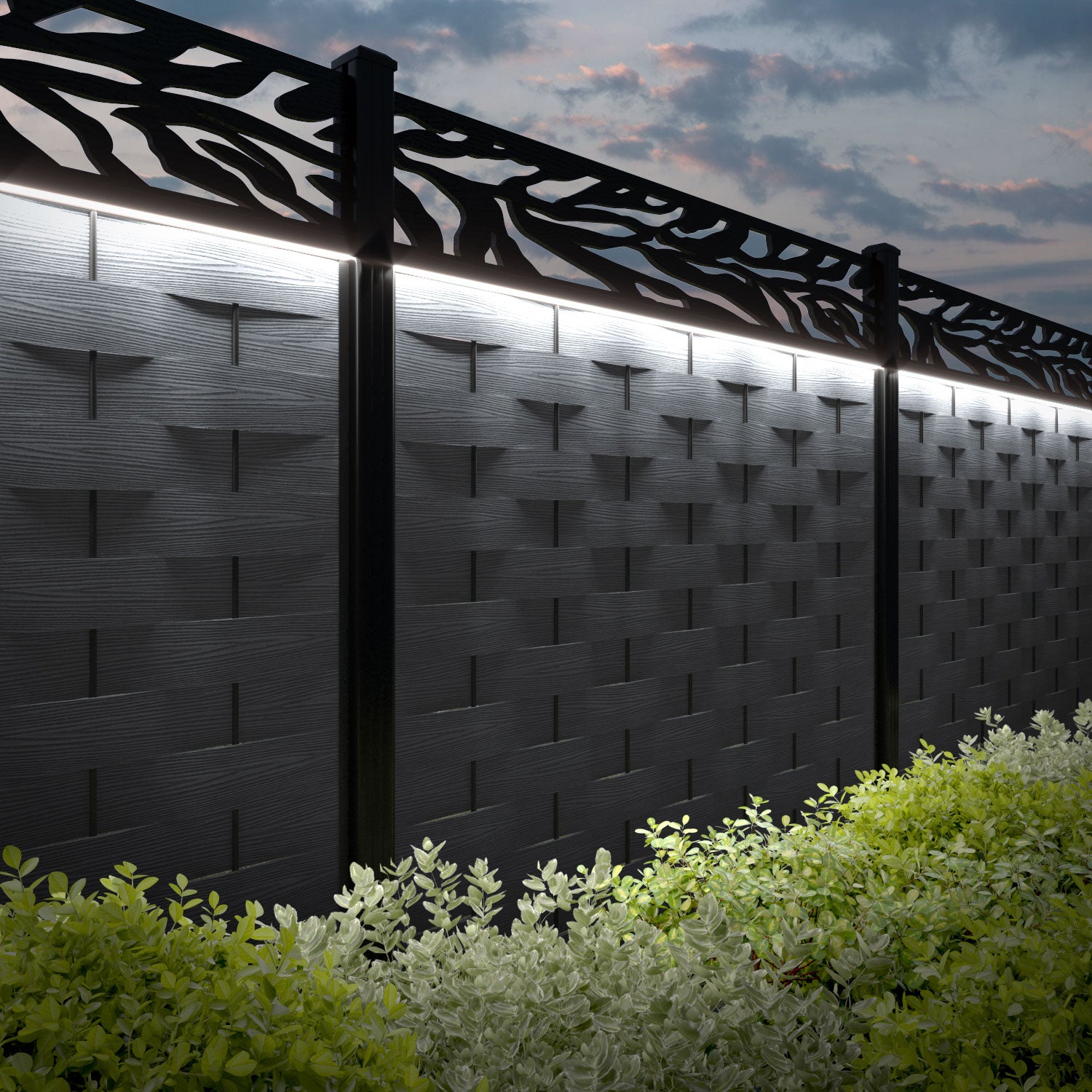 Ripple Malawi Fence Panel - Anthracite - with our composite posts