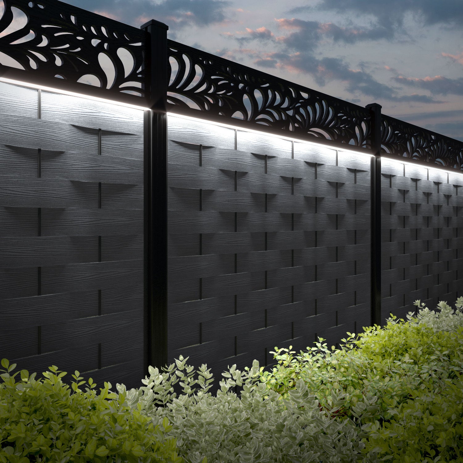 Ripple Petal Fence Panel - Anthracite - with our composite posts