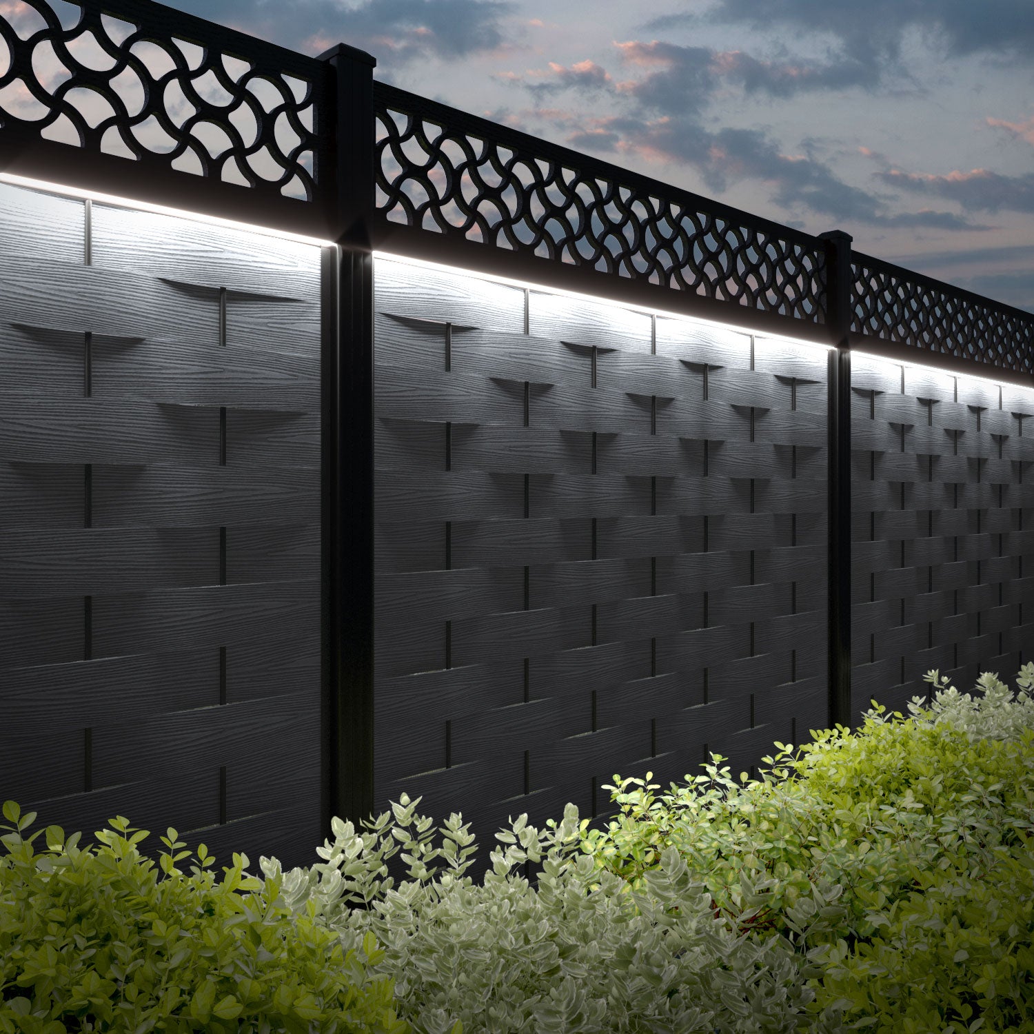 Ripple Vida Fence Panel - Anthracite - with our composite posts