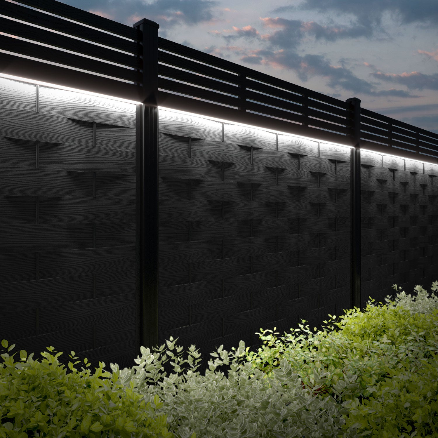 Ripple Aspen Fence Panel - Black - with our composite posts
