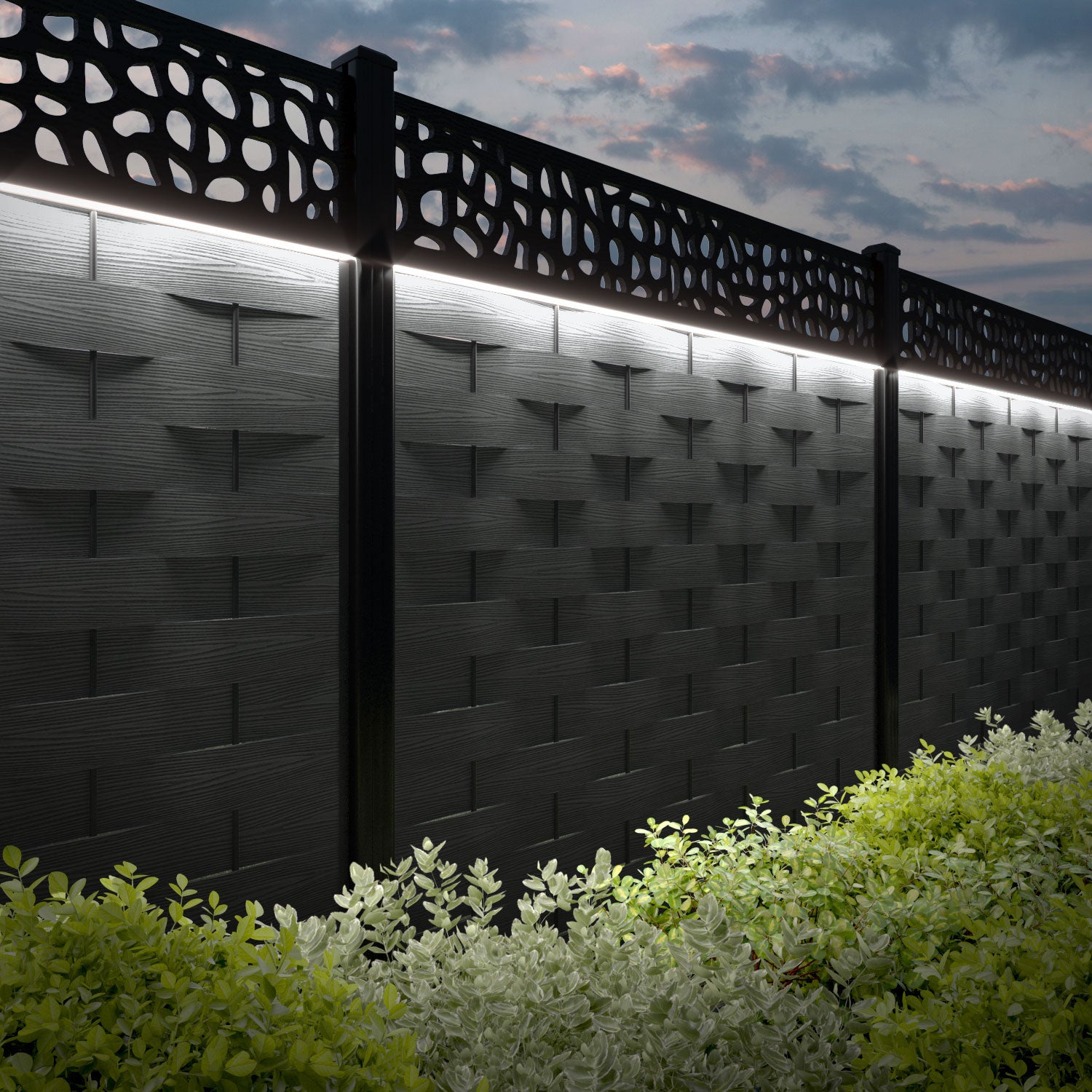 Ripple Pebble Fence Panel - Dark Grey - with our composite posts