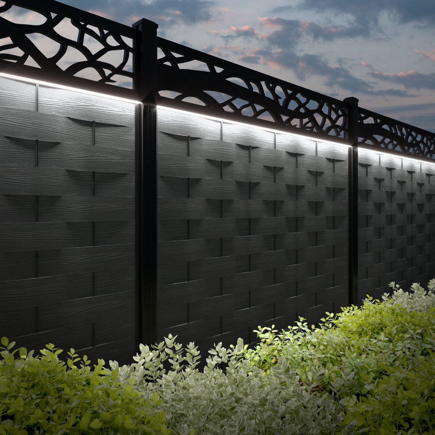 Ripple Twilight Fence Panel - Dark Grey - with our composite posts