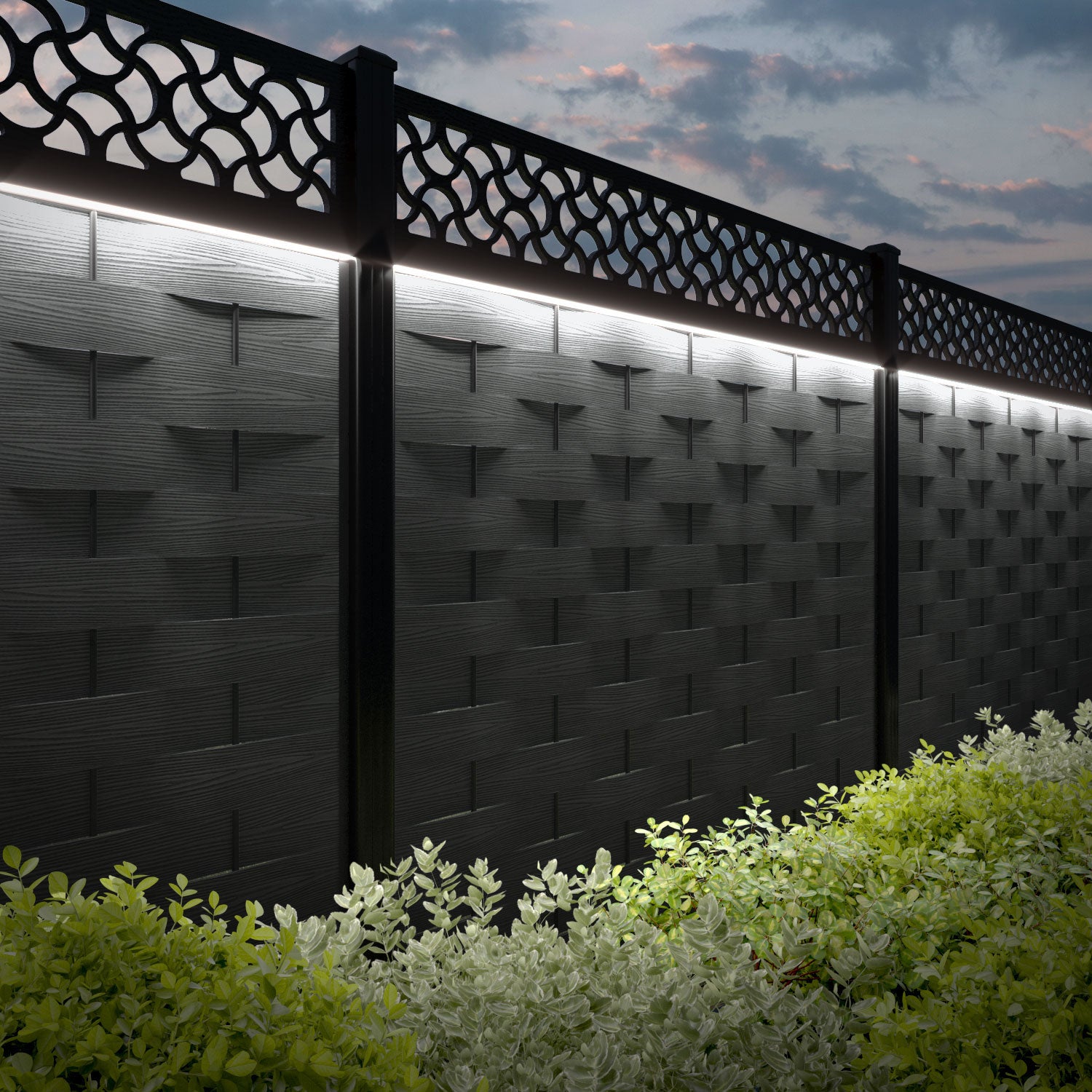 Ripple Vida Fence Panel - Dark Grey - with our aluminium posts