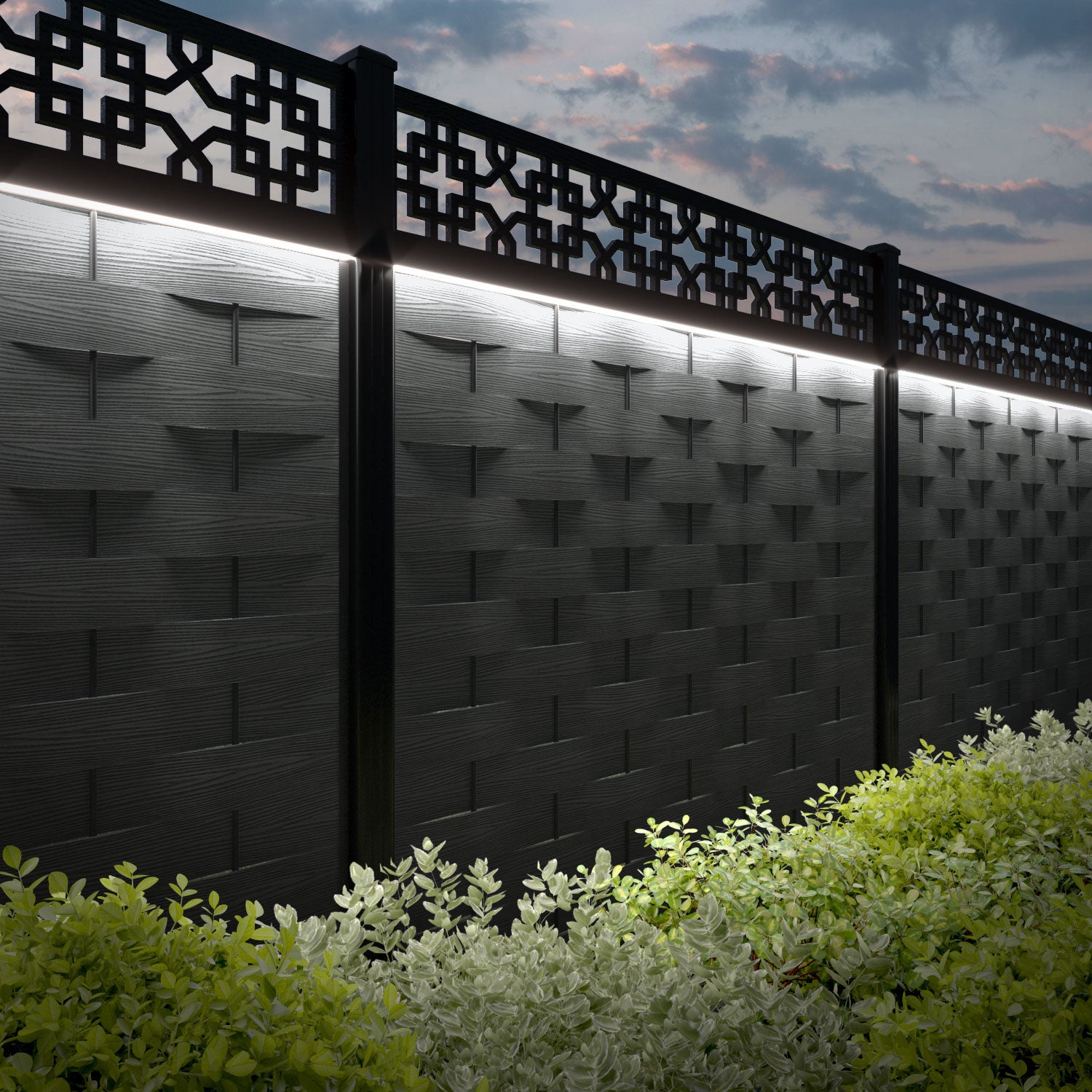 Ripple Zaria Fence Panel - Dark Grey - with our aluminium posts