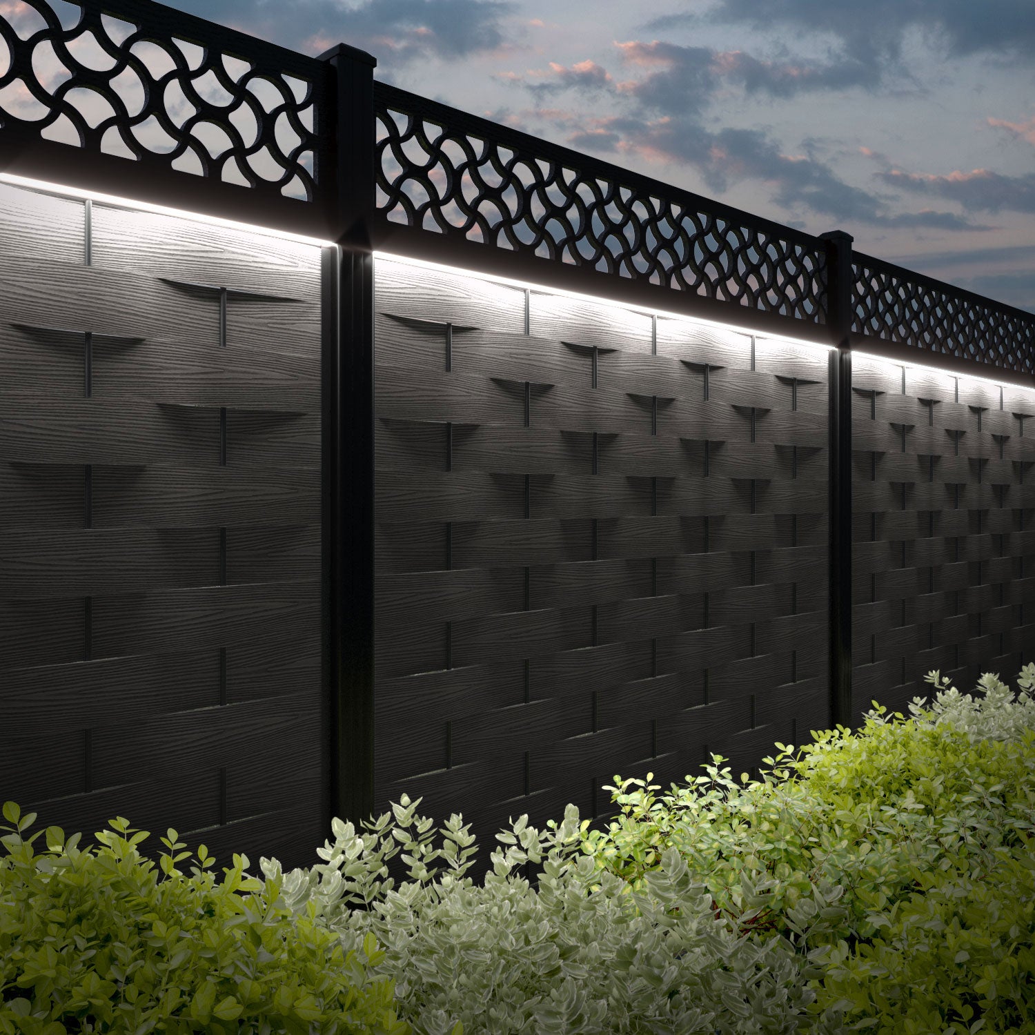 Ripple Vida Fence Panel - Dark Oak - with our composite posts