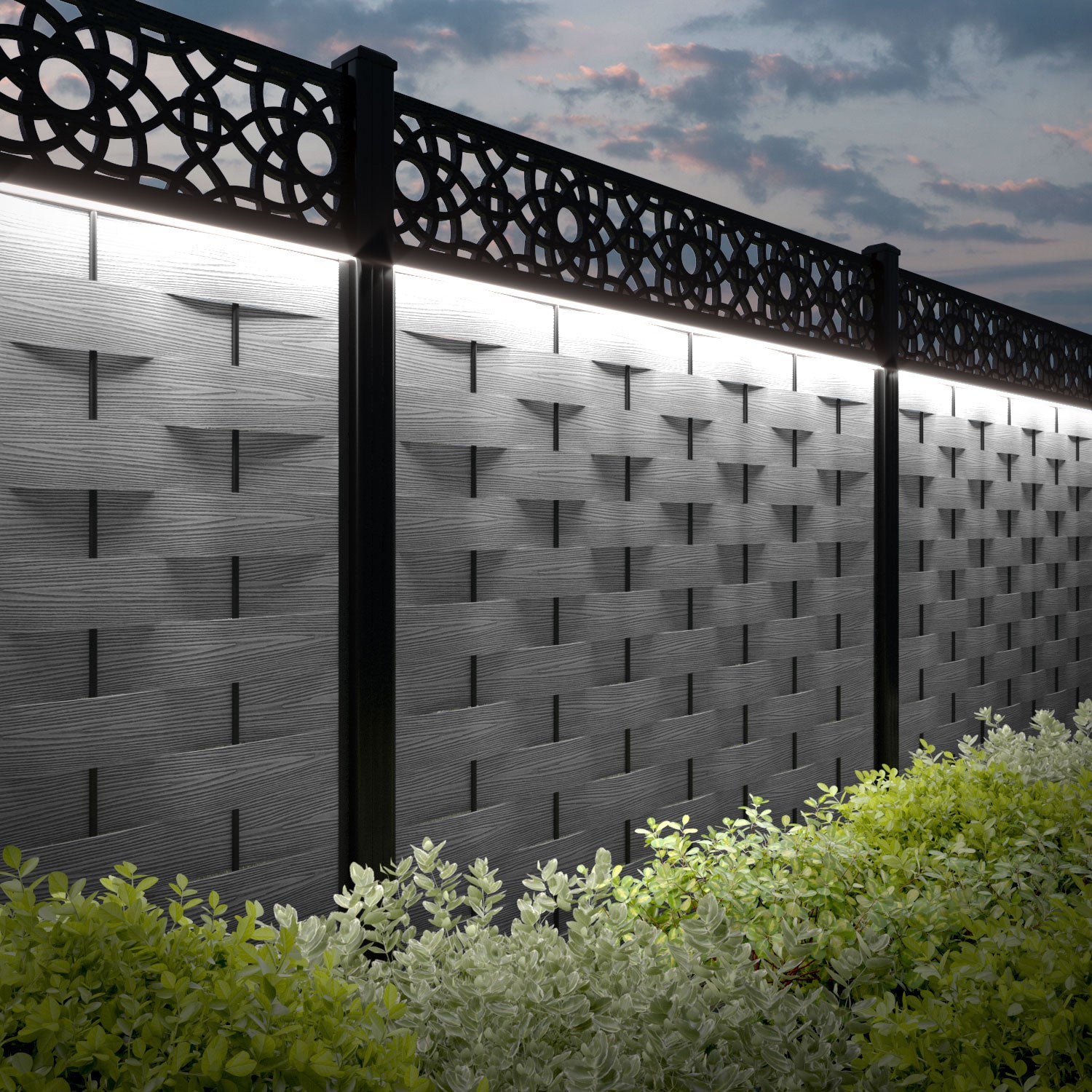 Ripple Ambar Fence Panel - Light Grey - with our composite posts