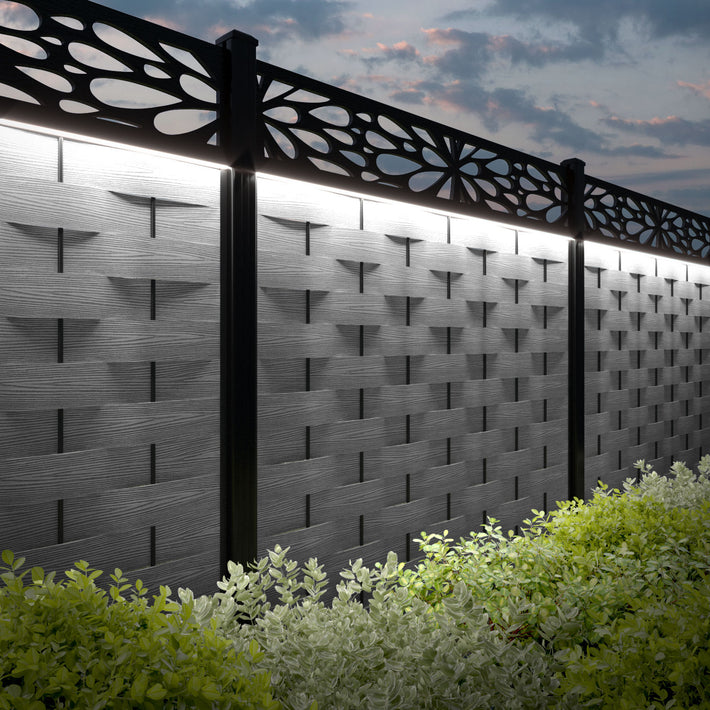Ripple Blossom Fence Panel - Light Stone - with our aluminium posts