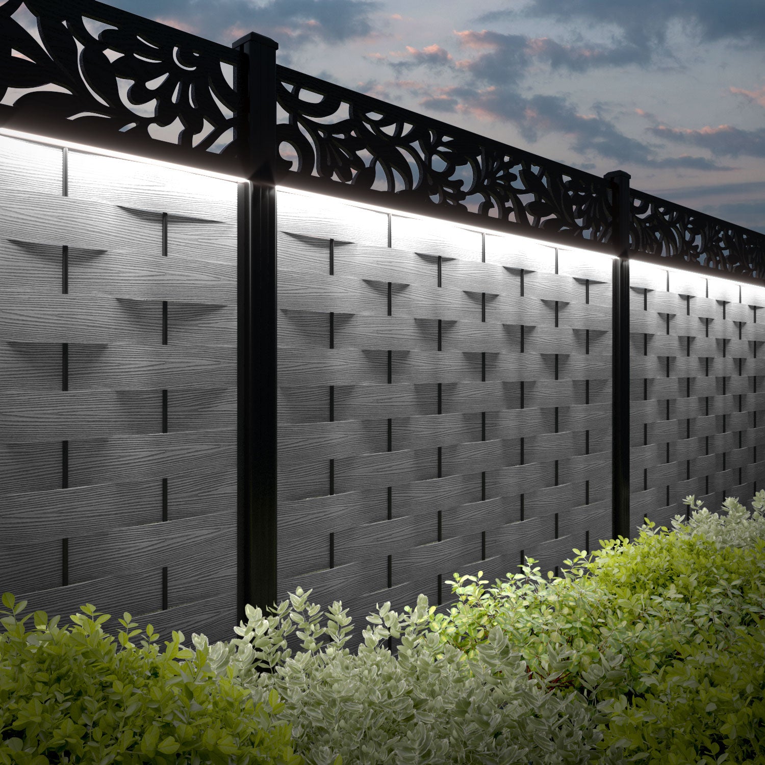 Ripple Heritage Fence Panel - Light Grey - with our composite posts