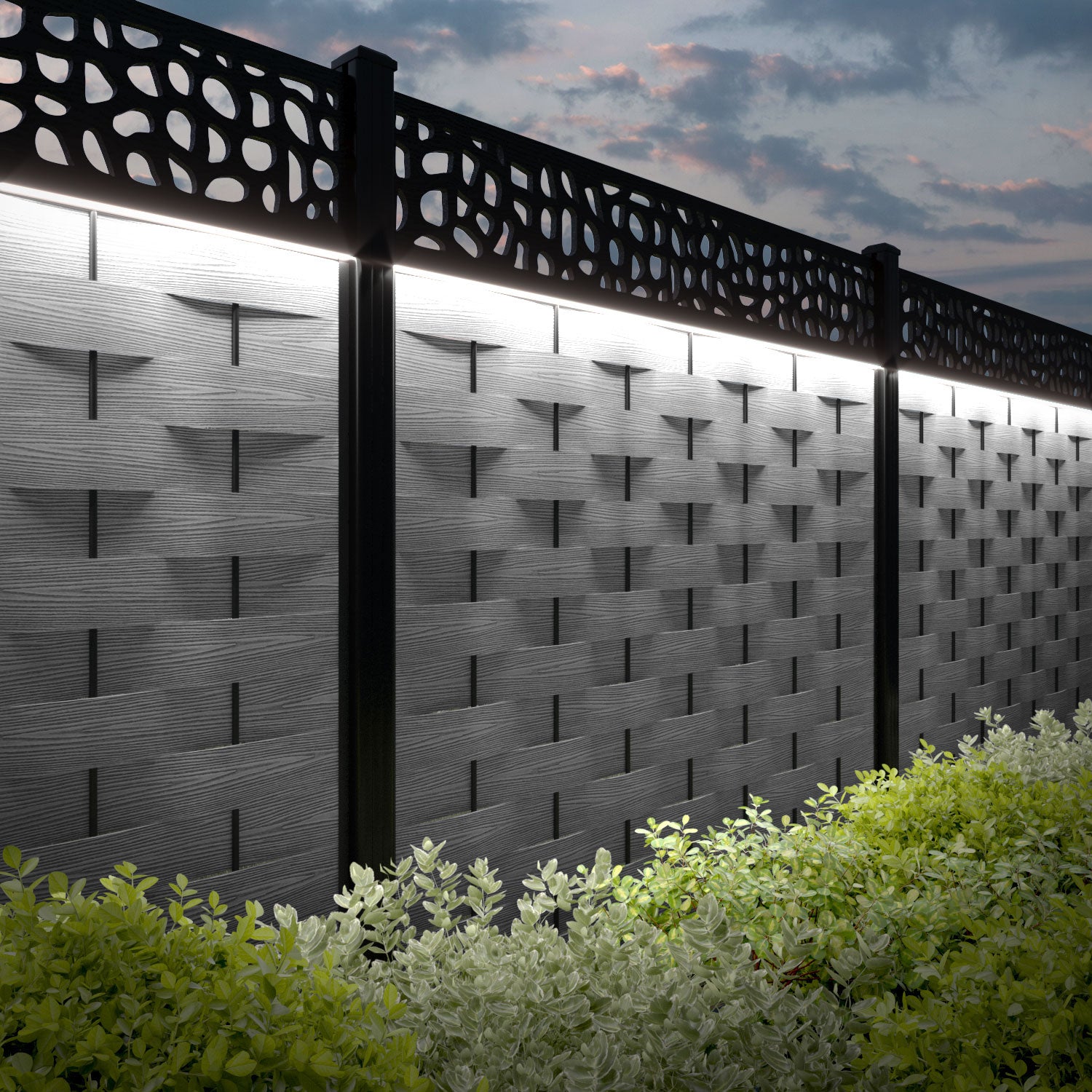 Ripple Pebble Fence Panel - Light Grey - with our composite posts