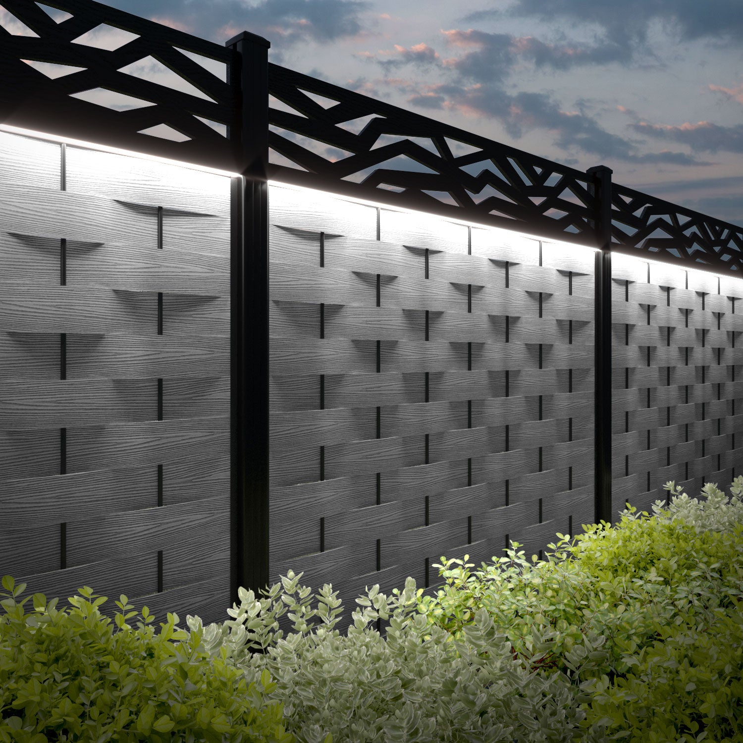 Ripple Zenith Fence Panel - Light Grey - with our composite posts